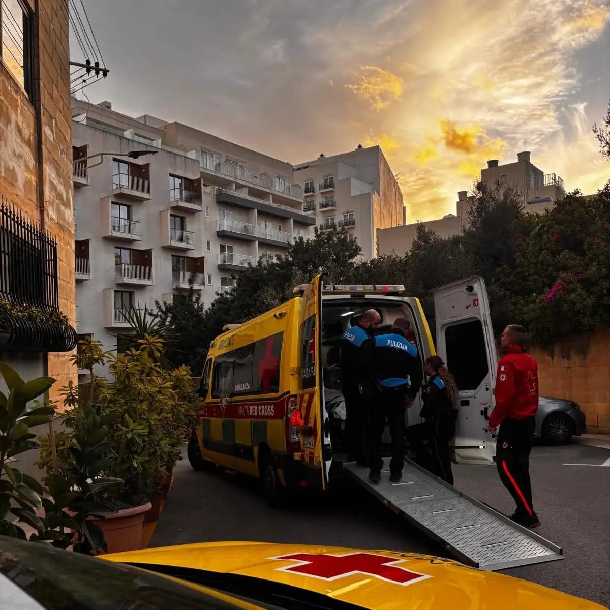 Malta Red Cross ambulance crew providing emergency medical response