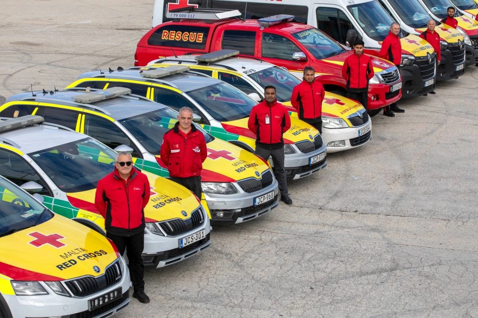 Malta Red Cross ambulance fleet and emergency response vehicles